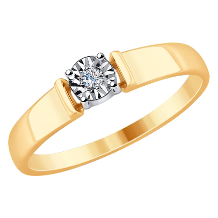 Кольцо, золото, бриллиант, 1011791